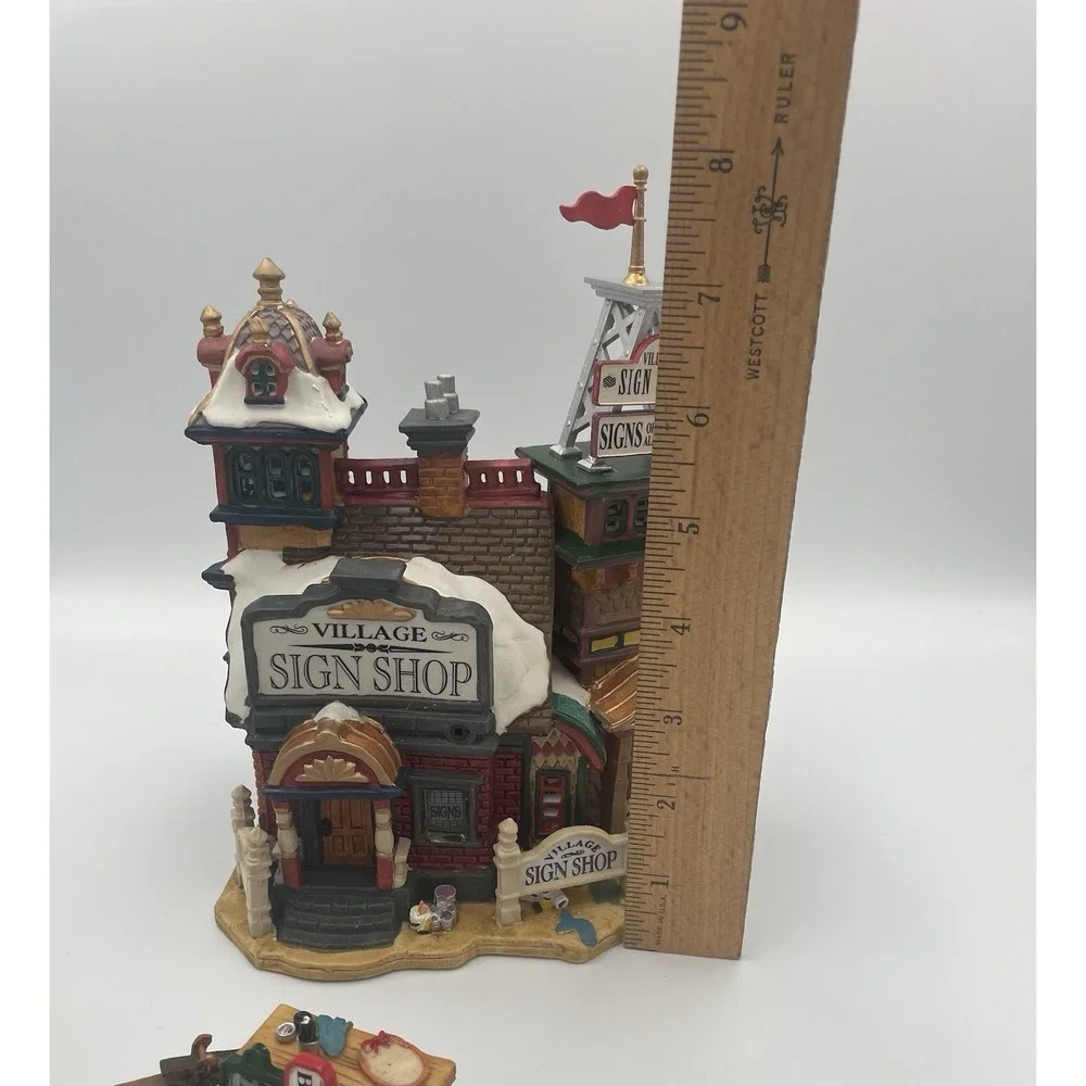 NOB LEMAX CADDINGTON VILLAGE Sign Shop 2003 Christmas Retired 35884M Light Cord